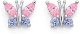 Sterling-Silver-Pink-and-Purple-Cubic-Zirconia-Butterfly-Studs on sale
