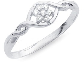 Sterling+Silver+Cubic+Zirconia+Flower+Ring+Size+N