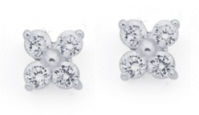 Sterling-Silver-Cubic-Zirconia-Flower-Studs on sale