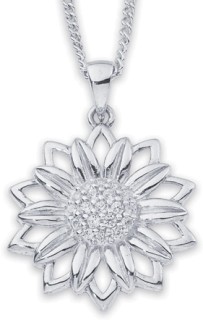 Sterling-Silver-Cubic-Zirconia-Sunflower-Pendant on sale