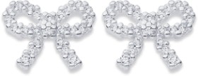 Sterling-Silver-Cubic-Zirconia-Claw-Set-Bow-Studs on sale