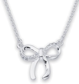 Sterling+Silver+Cubic+Zirconia+Bow+Necklet