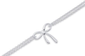 Sterling+Silver+21cm+Double+Chain+Bow+Bracelet