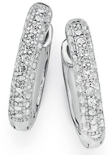 Sterling-Silver-Pave-Set-Cubic-Zirconia-Rounded-Huggie-Earrings on sale