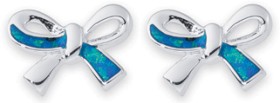 Sterling-Silver-Created-Blue-Opal-Bow-Studs on sale