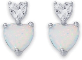 Sterling-Silver-Created-Opal-Cubic-Zirconia-Heart-Studs on sale