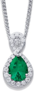 Sterling-Silver-Green-Cubic-Zirconia-Halo-Pendant on sale