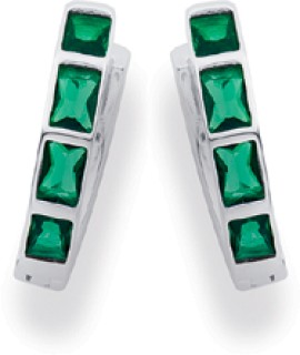 Sterling-Silver-Green-Cubic-Zirconia-Huggies on sale