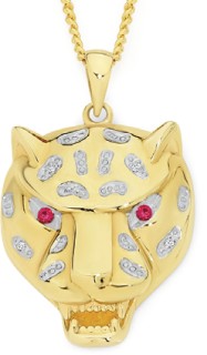 9ct-Created-Ruby-Diamond-Leopard-Gents-Pendant on sale