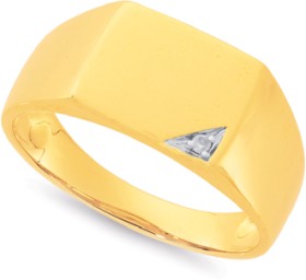 9ct-Corner-Diamond-Signet-Gents-Ring on sale