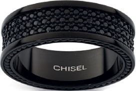 Stainless+Steel+Chisel+Black+Thick+Band+Gents+Ring