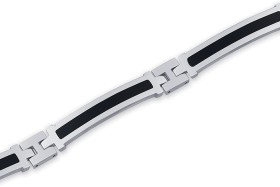 Stainless+Steel+Chisel+Black+3+Bar+Gents+Bracelet