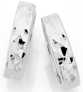 9ct-White-Gold-Diamond-Cut-Huggie-Earrings on sale