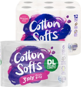 Cotton-Softs-Toilet-Tissue-12-Pack-or-Double-Length-6-Pack on sale