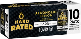 Hard-Rated-Lemon-Low-Sugar-6-10-x-330mL-Cans on sale