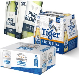 Pure+Blonde+Ultra+Low+Carb%2C+Tiger+Crystal+Ultra+Low+Carb+12+x+330mL+Bottles+or+Speight%26rsquo%3Bs+Summit+Ultra+Low+Carb+12+x+330mL+Cans