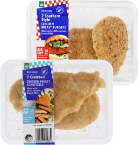 Woolworths+Crumbed+Chicken+Breast+Burgers+or+Schnitzels%2A+2+Pack