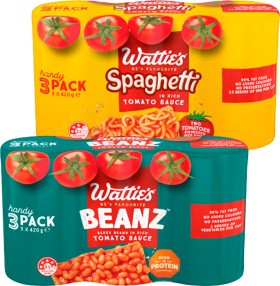 Watties-Baked-Beanz-or-Spaghetti-Handypack-3x-420g on sale