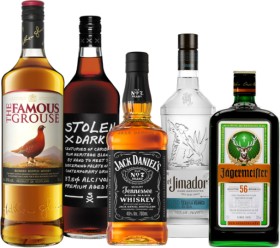The-Famous-Grouse-Blended-Scotch-Whisky-Stolen-Dark-Rum-1L-Jack-Daniels-Tennessee-Honey-Fire-or-Apple-Whiskey on sale