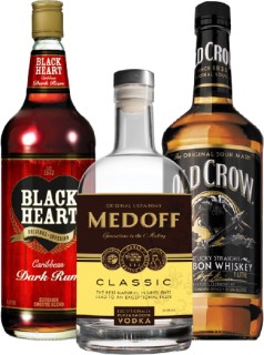 Black+Heart+Rum%2C+Medoff+Classic+Premium+Vodka+or+Old+Crow+Bourbon+1L