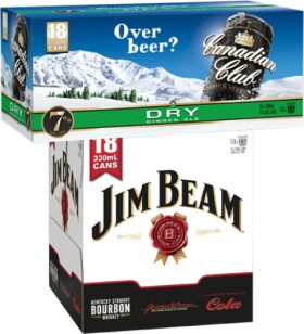 Canadian-Club-Premium-Dry-7-18-x-250mL-Cans-or-Jim-Beam-Cola-48-18-x-330mL-Cans on sale