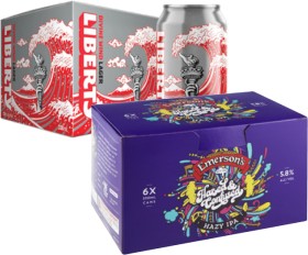 Liberty+Brewing+Divine+Wind+6+x+330mL+Cans+or+Emerson%26rsquo%3Bs+Range+6+x+330mL+Cans%2F+Bottles