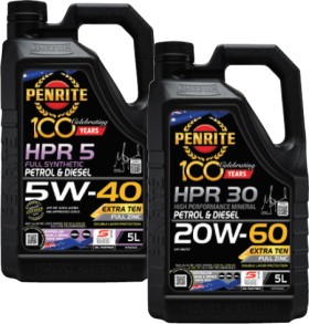 Penrite-HPR-5-5W-40-HPR-30-20W-60-5L-Engine-Oils on sale
