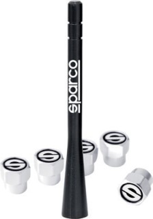 NEW+Sparco+Antenna+%26amp%3B+5+Valve+Caps+Set