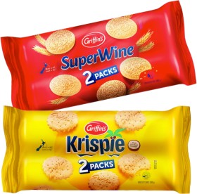 Griffins-Super-Wine-Krispie-or-Gingernuts-Twin-Pack-500g on sale
