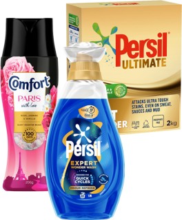 Persil-Laundry-Powder-2kg-Persil-Laundry-Liquid-Quick-Wash-118L-or-Comfort-Scent-Beads-200g on sale