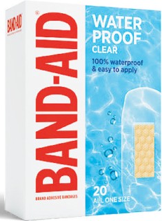 NEW+Band-Aid+Waterproof+Clear+20+Pack