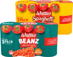 Watties-Baked-Beanz-or-Spaghetti-Handypack-3x420g on sale