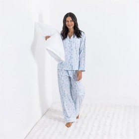 Gracious-Living-Cotton-Long-Sleeve-Shirt-and-Pant-PJ-Set-Blue-Floral on sale