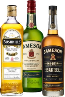 Bushmills+Original+Irish+Whiskey%2C+Jameson+Irish+Whiskey+1L+or+Jameson+Black+Barrel+Irish+Whiskey+700mL