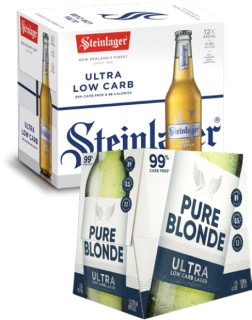 Steinlager+Ultra+Low+Carb+or+Pure+Blonde+Ultra+Low+Carb+12+x+330mL+Bottles