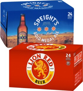 Lion+Red%2C+Speight%26rsquo%3Bs+Gold+Medal+Ale+or+Waikato+Draught+Bottles+24+Pack