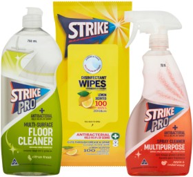 Strike+Cleaning+Wipes+50%2F100+Pack+or+Strike+Floor+Cleaner+750ml+or+Strike+Cleaning+Triggers+750ml
