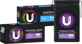 U+By+Kotex+Pads+8-16+Pack%2C+Tampons+16+Pack+or+Liners+30+Pack