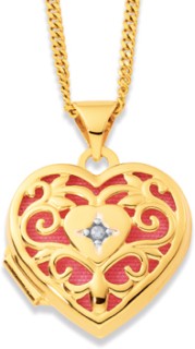 9ct-Diamond-set-Open-Filigree-Heart-Locket-with-Pink-Insert on sale