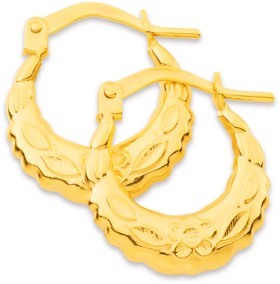 9ct-Diamond-Cut-Textured-Creole-Hoops on sale