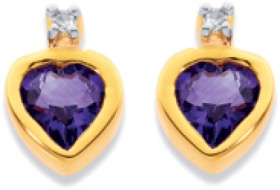 9ct-Amethyst-and-Diamond-Studs on sale