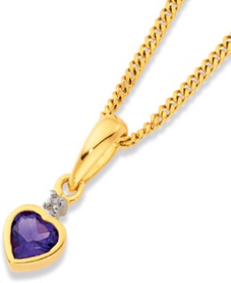 9ct+Amethyst+and+Diamond+Pendant
