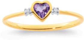 9ct+Amethyst+and+Diamond+Ring