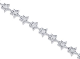 Sterling+Silver+Cubic+Zirconia+Stars+Bracelet