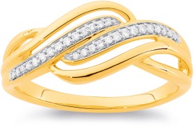 9ct+2+Row+Diamond+Ring
