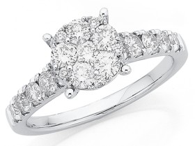 9ct+White+Gold+Diamond+Ring