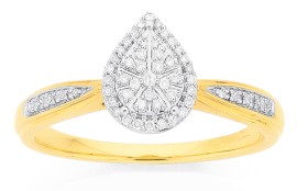 9ct%2C+Diamond+Pear+Shaped+Halo+Ring