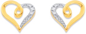 9ct-Diamond-Set-Heart-Loop-Earrings on sale