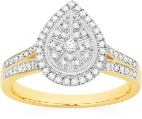 9ct-Diamond-Pear-Cluster-Ring on sale