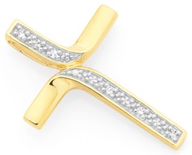 9ct-Diamond-Set-Cross-Pendant on sale